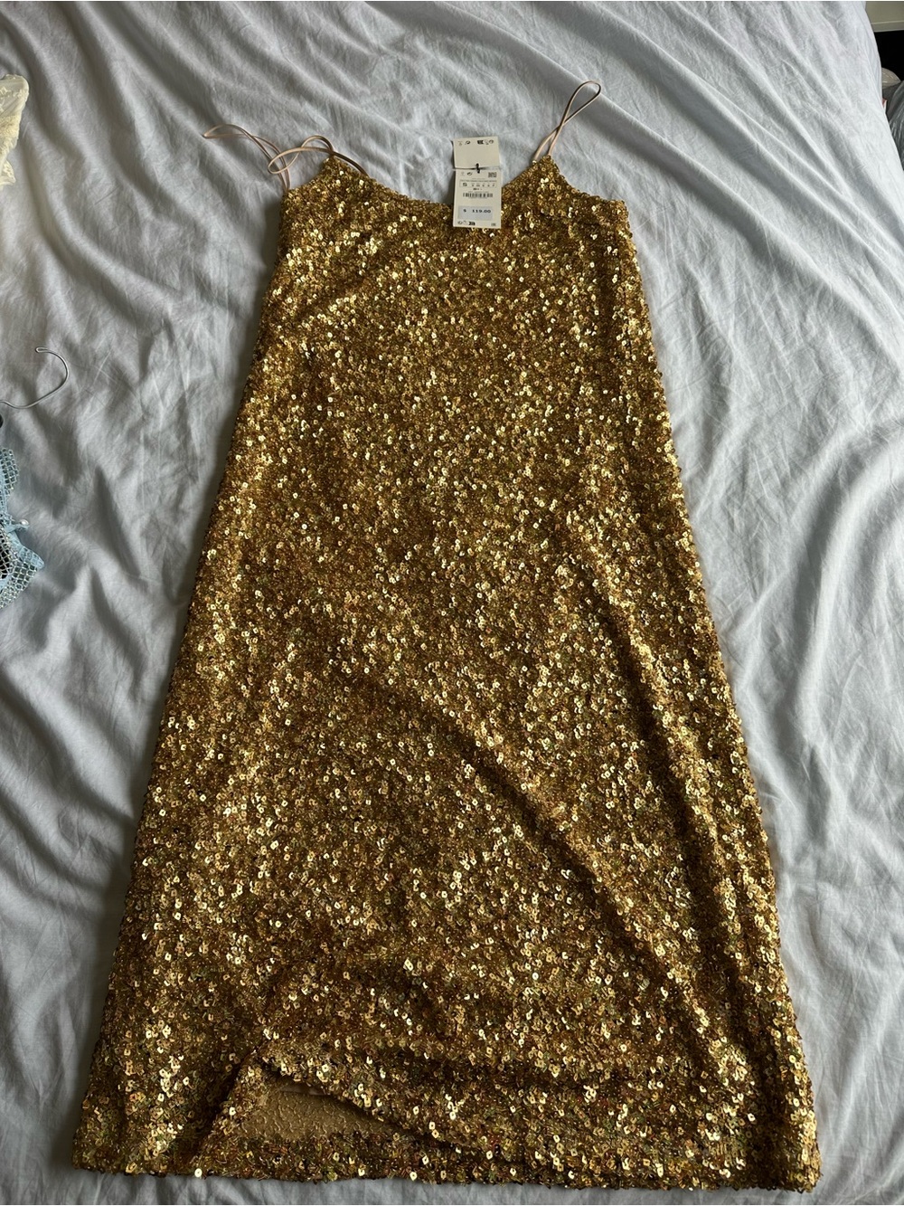 Zara Gold Sequin Cami Dress